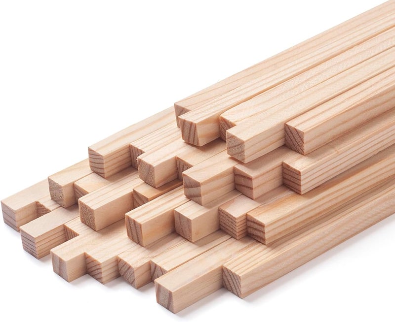 Coowayze Square Wooden Dowels Wood Dowel Rods 5/16" x 12", 30 PCS Square Wooden Sticks for Crafts, Unfinished Hardwood Sticks Wood Strips Slats for Crafting, Woodworking, Model Making, Home Decor - Image 1